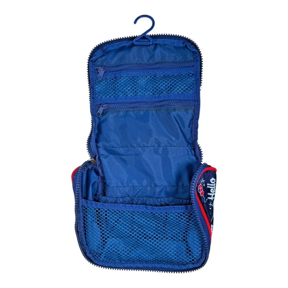 Sanrio‎ Smiles Hello Kitty Navy Red Travel Organizer Hang Up Pouch Makeup Bag